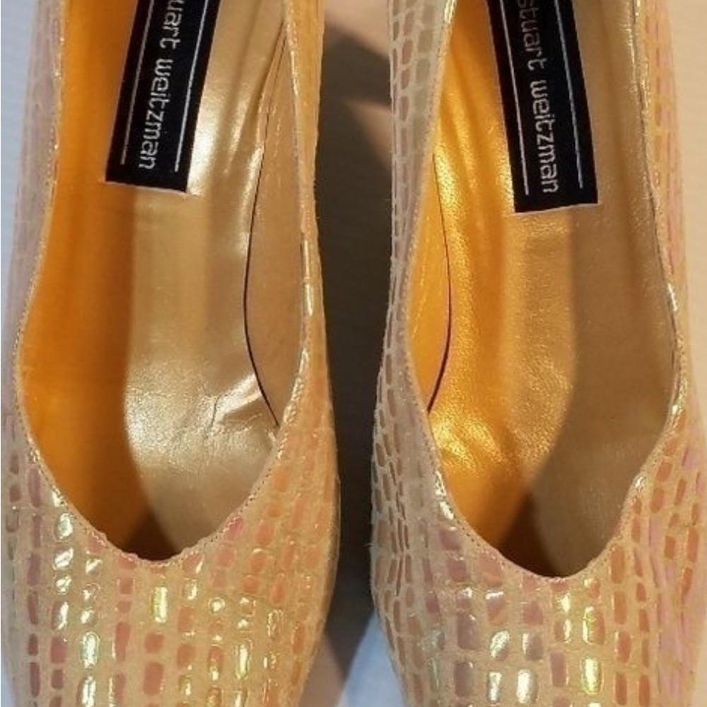 Stuart Weitzman Beige Opalescent Reptile Pumps - image 2